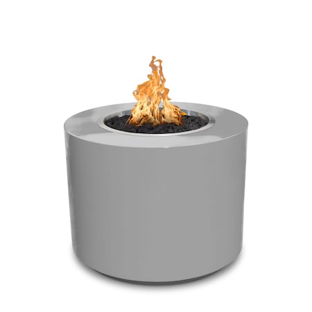 The Outdoor Plus 30 Round Beverly Fire Pit, Powder Coated Metal, Pewter, Match Lit with Flame Sense, Liquid Propane OPT-30PCBFSML-PEW-LP